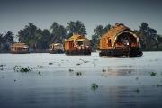 Kerala asia india allepey house boats on river
